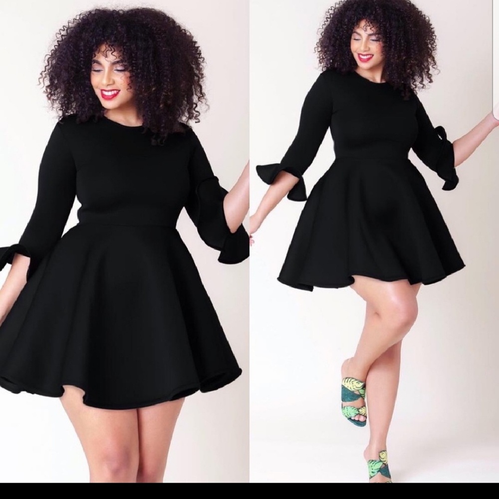 Beautiful black dress. A LINE. 3/4 sleeve.